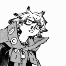 a black and white drawing of a boy with horns and glasses .