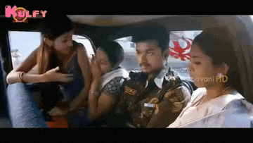 a group of people sitting in a car with the word kolfy on the bottom