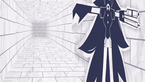 a black and white drawing of a person standing in a maze