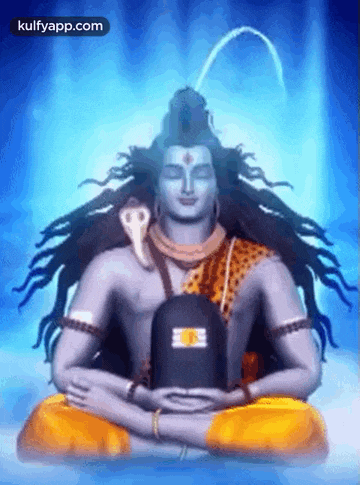a statue of lord shiva is sitting in a lotus position and holding a lingam .