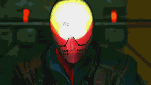 a drawing of a person with a helmet on