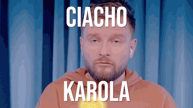 a man with a beard and the name ciacho karola on his face