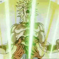 a cartoon character with a green light coming out of his chest