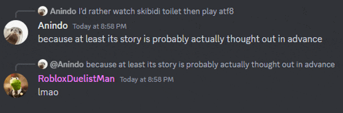 a conversation between anindo and robloxduelistman