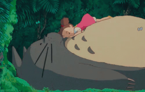 寝る　トトロ　ジブリ GIF - Totoro Sleep Belly GIFs