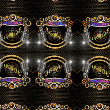 a repeating pattern of microphones and speakers with the words " always the best "