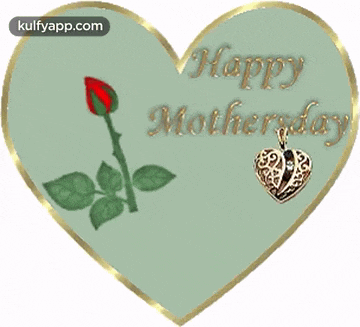a happy mother 's day card with a red rose and a heart pendant