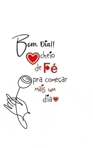 a hand is holding a flower with the words `` bom dia ! ''