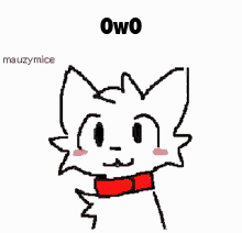 a drawing of a person sticking their tongue out with the word owo written above it