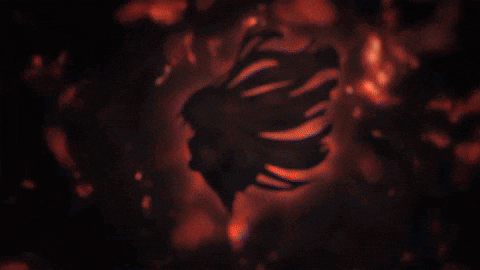 a close up of a person 's face with a red light coming out of it .