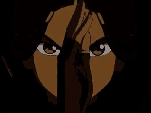 a close up of a cartoon character 's face with a big nose