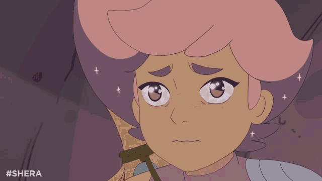 a close up of a cartoon character with the hashtag #sherra