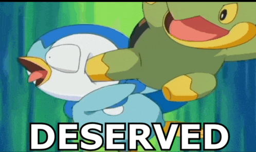 a cartoon of a penguin and a frog with the word deserved in the corner
