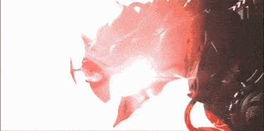 a white background with a red glowing object coming out of it