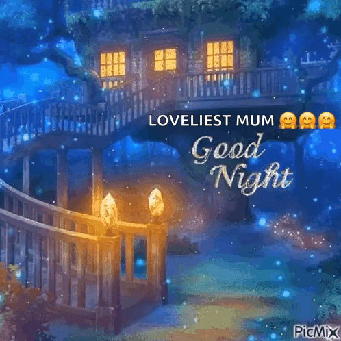 a picture of a house with the words " loveliest mum good night "