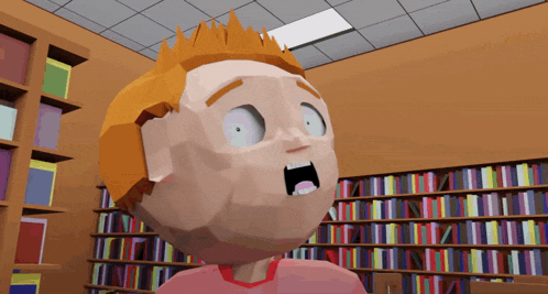 a cartoon of a boy with a surprised look on his face