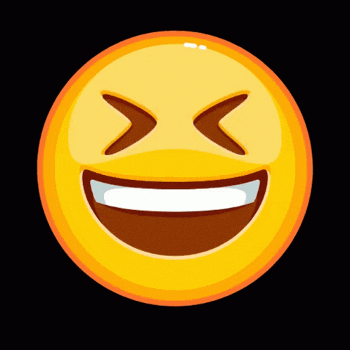 a yellow smiley face with its eyes closed and a big smile