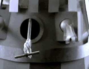 a robot with a rope attached to it 's head