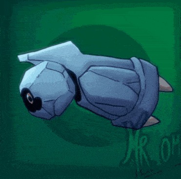 a drawing of a robot with the name mr. on the bottom right