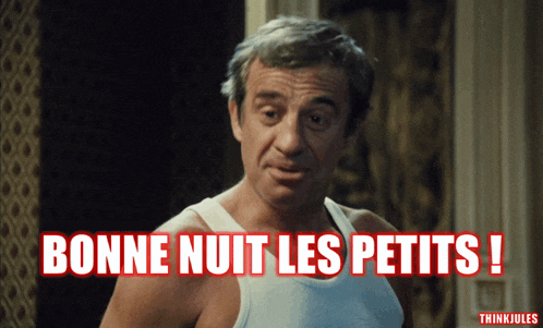 a man in a tank top with the words bonne nuit les petits