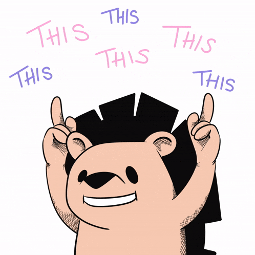 a cartoon of a hedgehog with the words " this " written on it