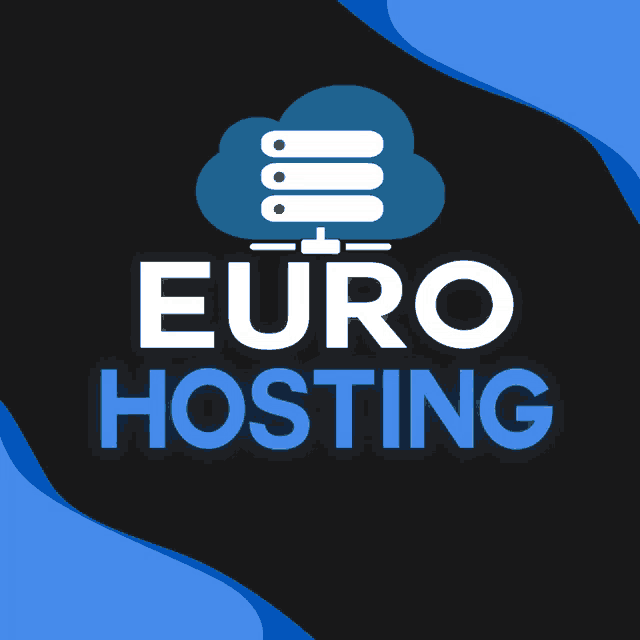 a logo for euro hosting shows a cloud with servers on it
