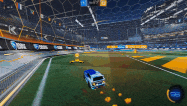 a rocket league game is being played and the score is 56 to 1
