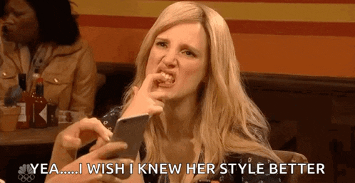 a woman is taking a picture of herself with a cell phone and says i wish i knew her style better