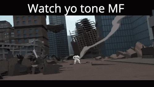 a video game scene with the words watch yo tone mf at the top