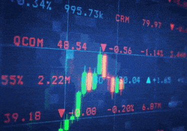 a computer screen shows a graph of qcom