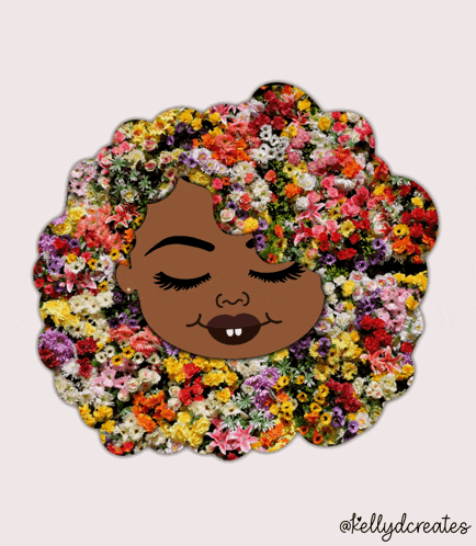 a drawing of a woman 's face with flowers in her hair