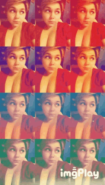 a collage of images of a woman with the words imgplay at the top