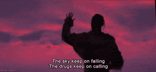 a silhouette of a man standing in front of a red wall with a quote .