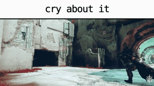 a screenshot of a video game with the words cry about it