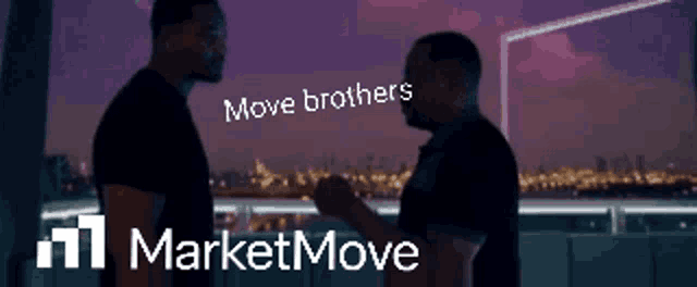 two men are standing next to each other and the words move brothers are on the screen