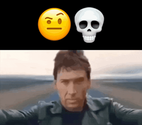 a skull and a smiley face next to a man 's face