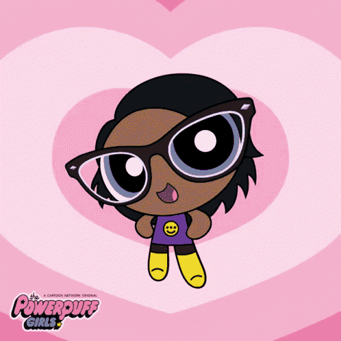 a cartoon character from the powerpuff girls is wearing glasses