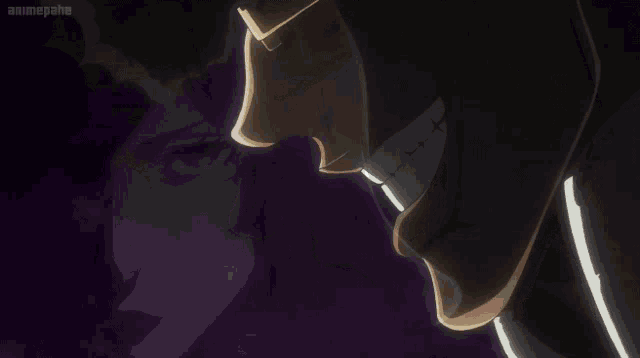 a close up of a person 's face with the word animepahe visible