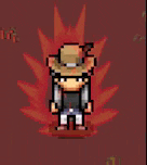 a pixel art of a person wearing a cowboy hat and sunglasses .