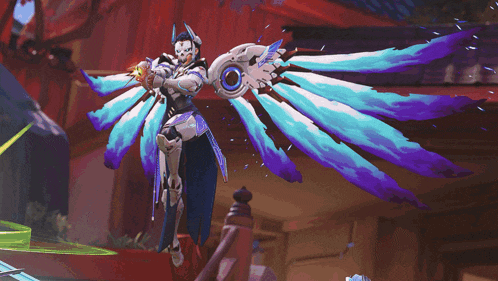 a video game character is holding a sword and a mask