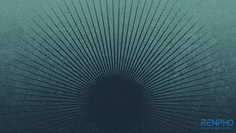 a blue background with a circle in the middle and the word renpho on the bottom