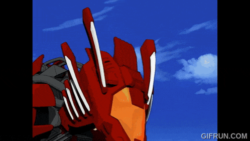 a gif from gifrun.com shows a red robot flying through the air
