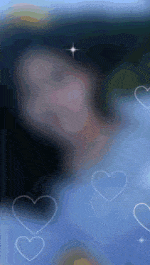 a blue background with hearts and a star in the background