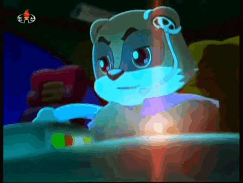 a cartoon of a bear with a skull on it 's head