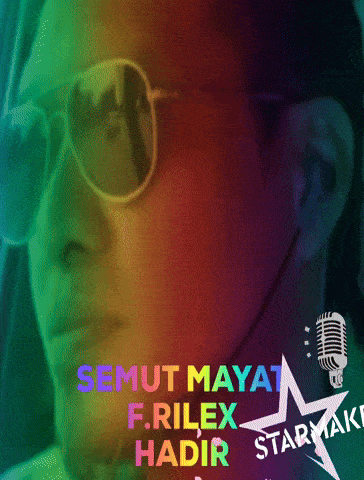 a man wearing sunglasses and a headset with the words semut mayat f.rilex hadir written above him