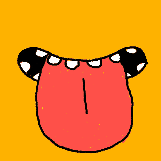a cartoon drawing of a mouth with a red tongue sticking out