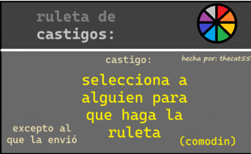 a sign that says ruleta de castigos and castigo