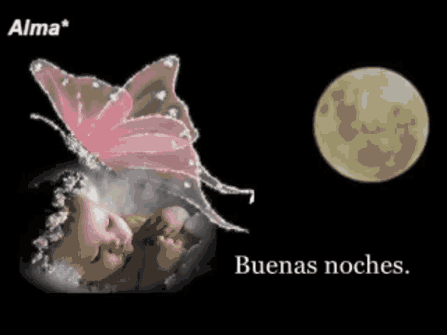 a picture of a baby with a butterfly and the words " alma " on the bottom