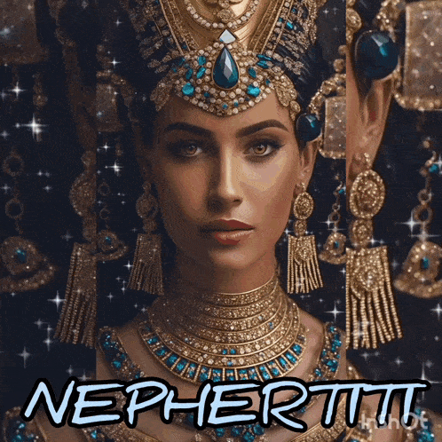 a picture of a woman with the word nephertiti written on it