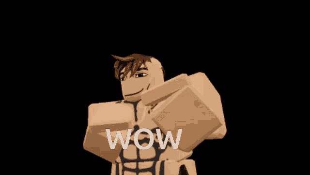 a cartoon character with the word wow written on his chest